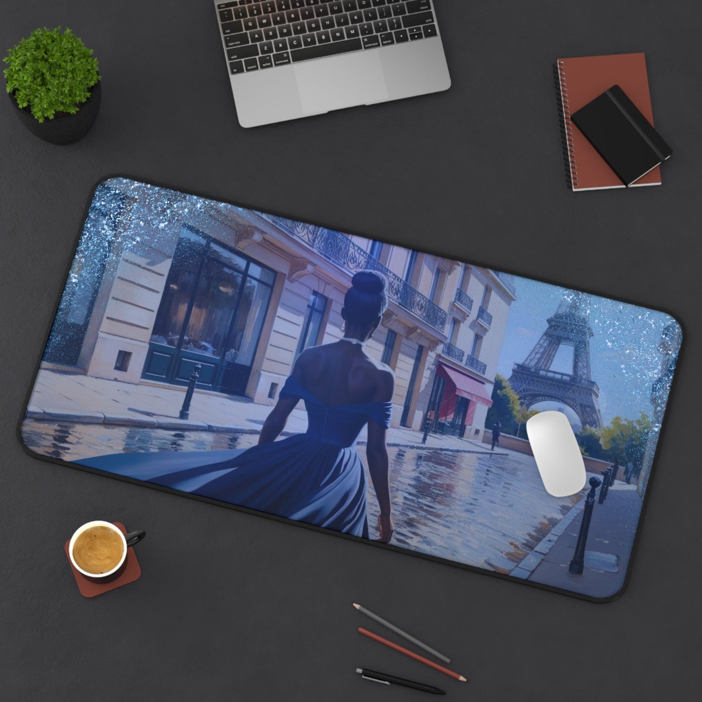 Parisian Stroll (Blue Gown) Desk Mat
