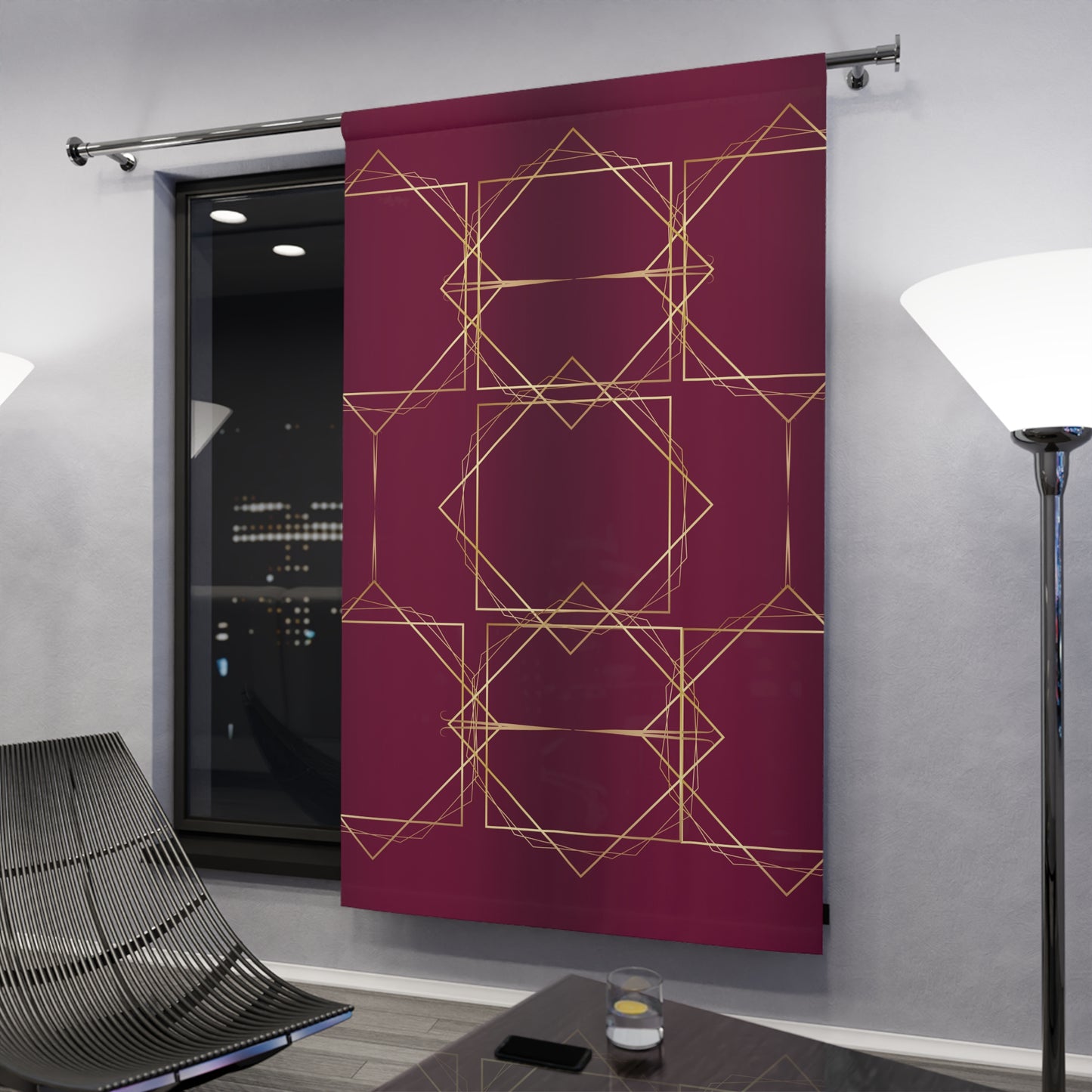 Gilded Elegance (Burgundy) Blackout Window Curtains (1 Piece)