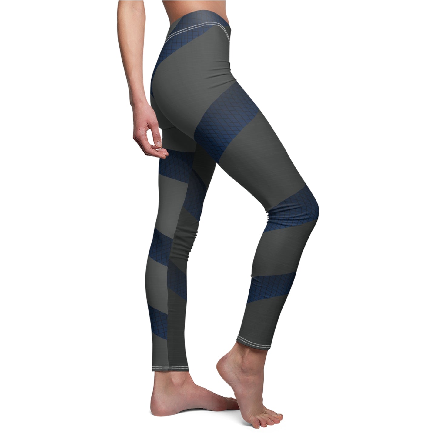 Dark Gray/Blue Women's Cut & Sew Casual Leggings (AOP)