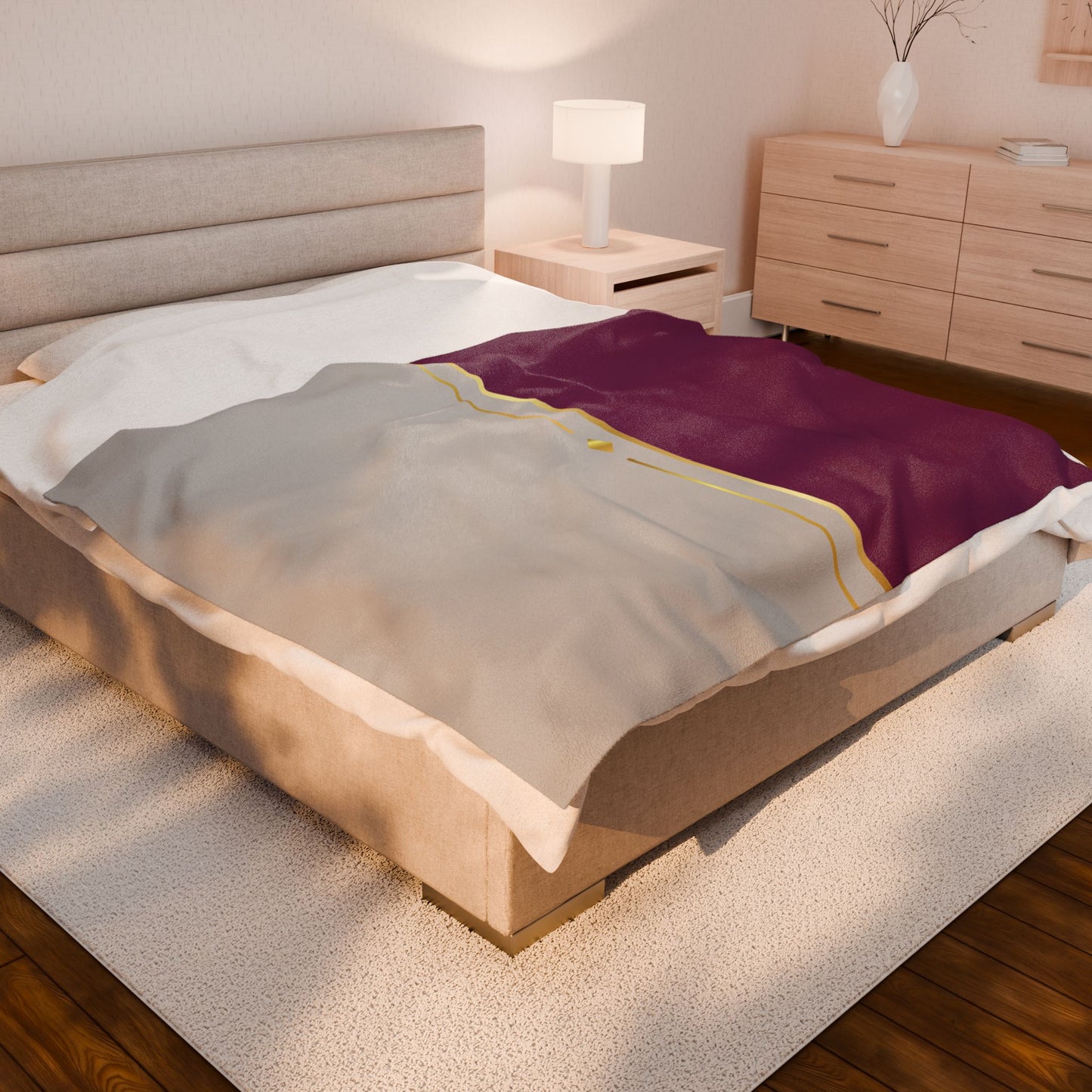 Fuchsia and Taupe Haven Velveteen Plush Blanket