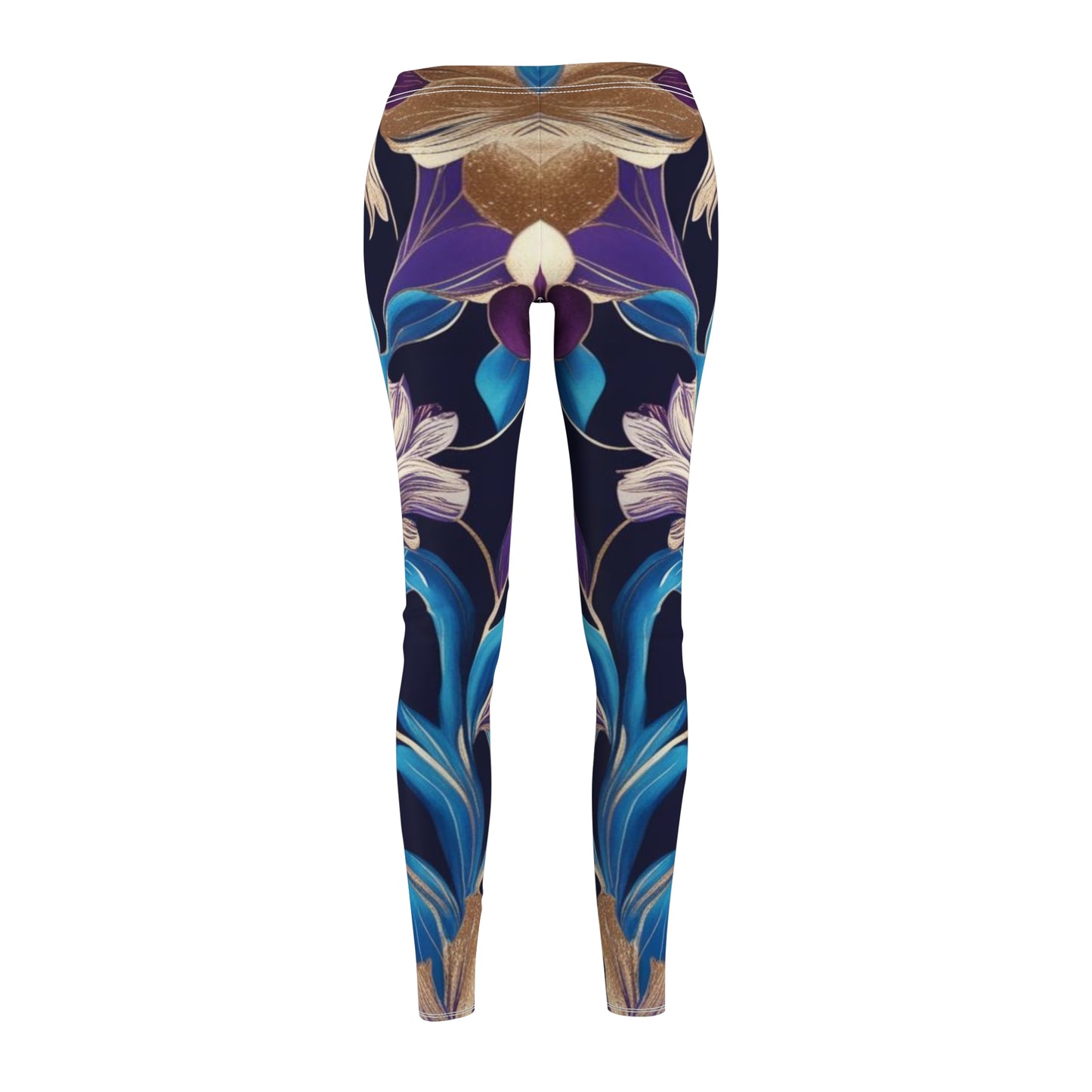 Purple/Blue Boho Floral Women's Cut & Sew Casual Leggings (AOP)