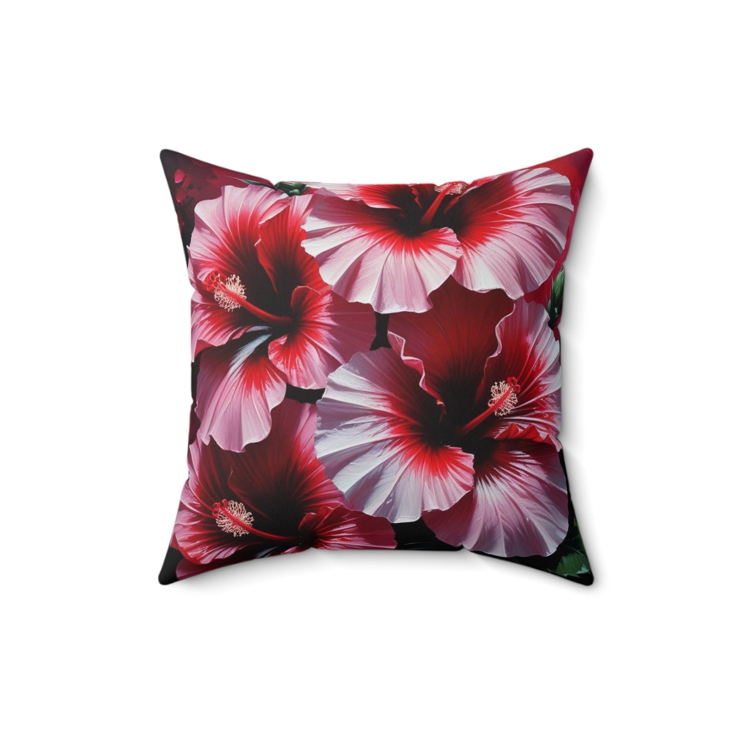 Hibiscus Bloom Faux Suede Square Pillow