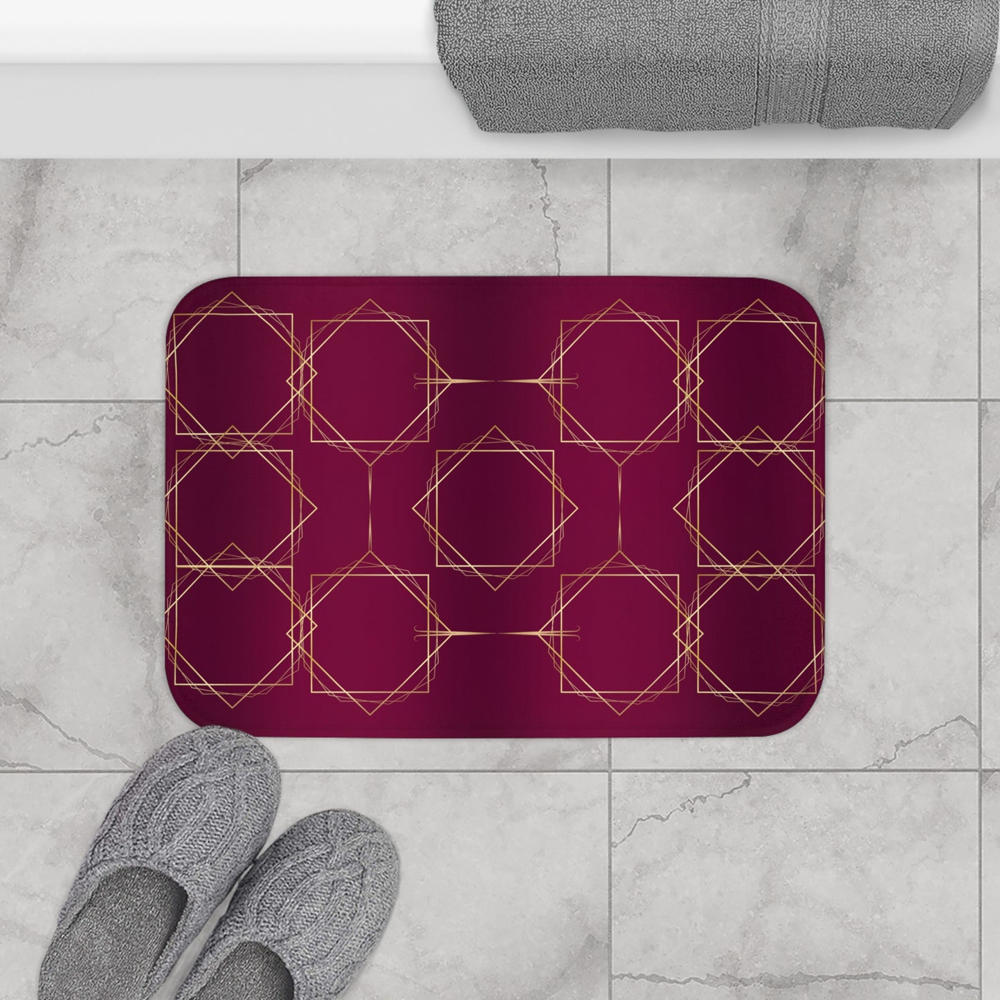 Gilded Elegance (Burgundy) Bath Mat