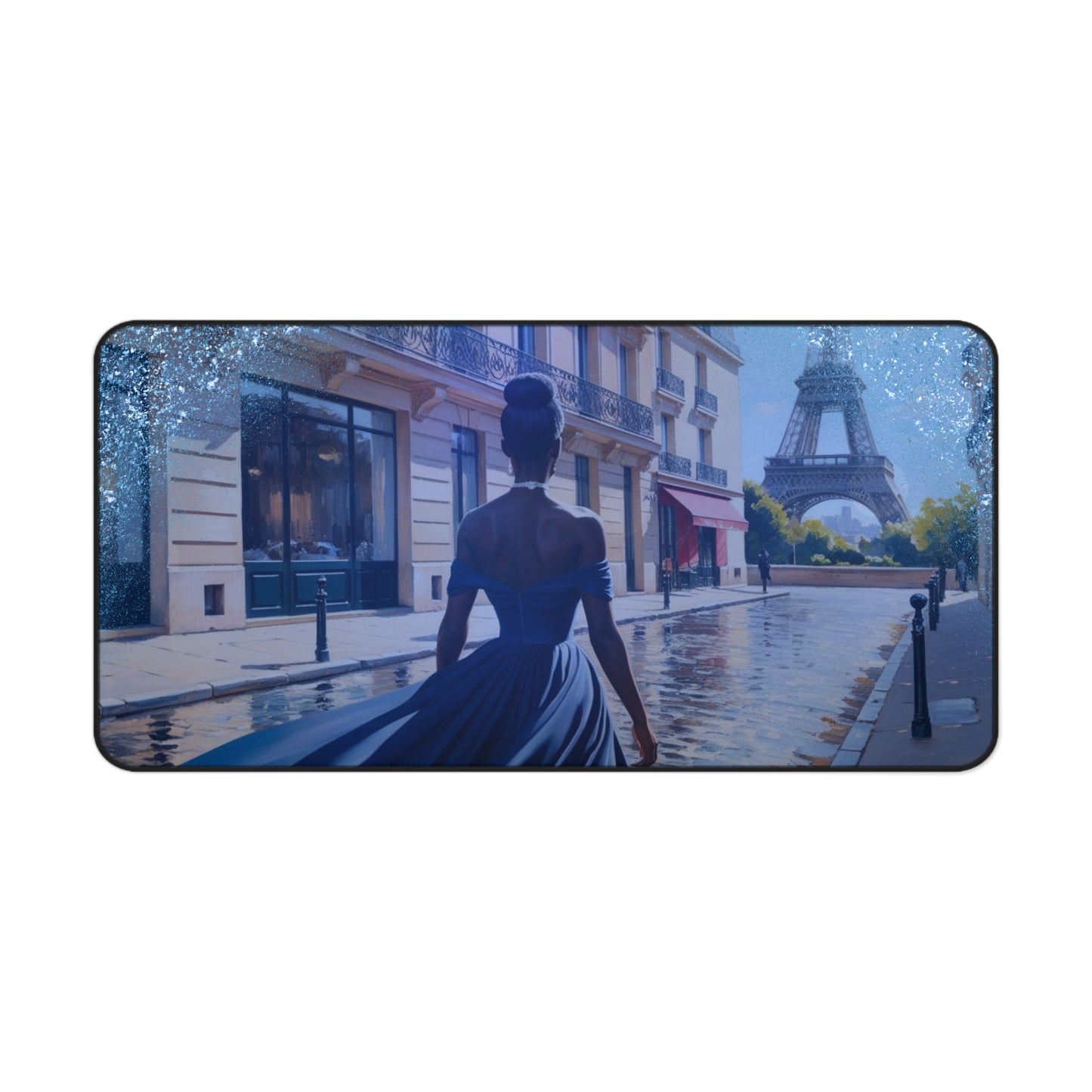 Parisian Stroll (Blue Gown) Desk Mat