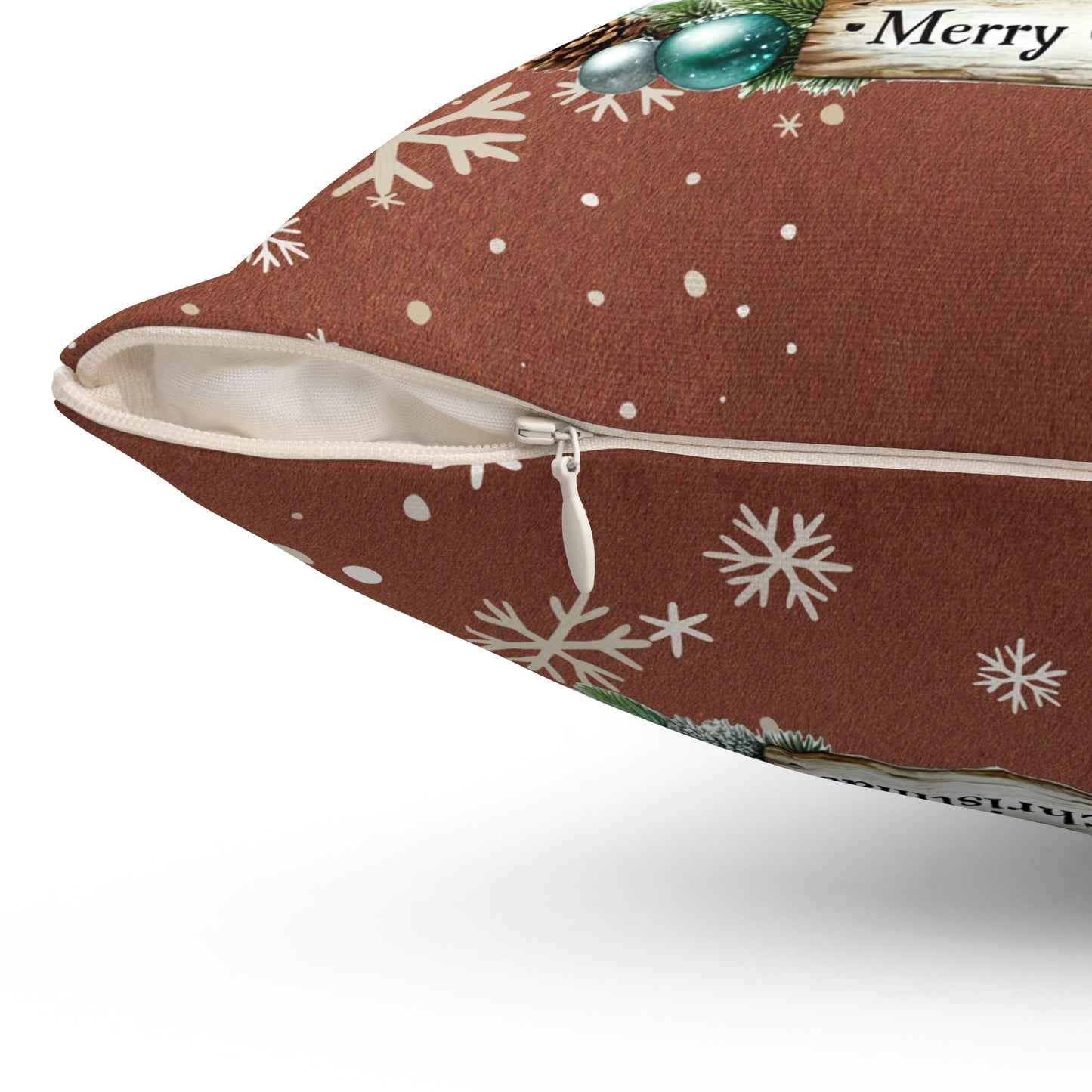 Merry Christmas 2 Spun Polyester Square Pillow