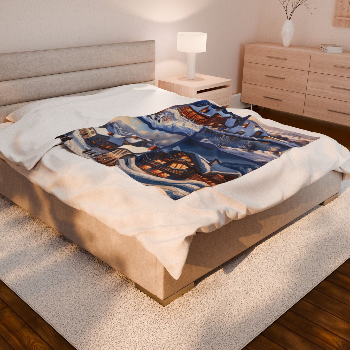 Scenes of Winter Velveteen Plush Blanket