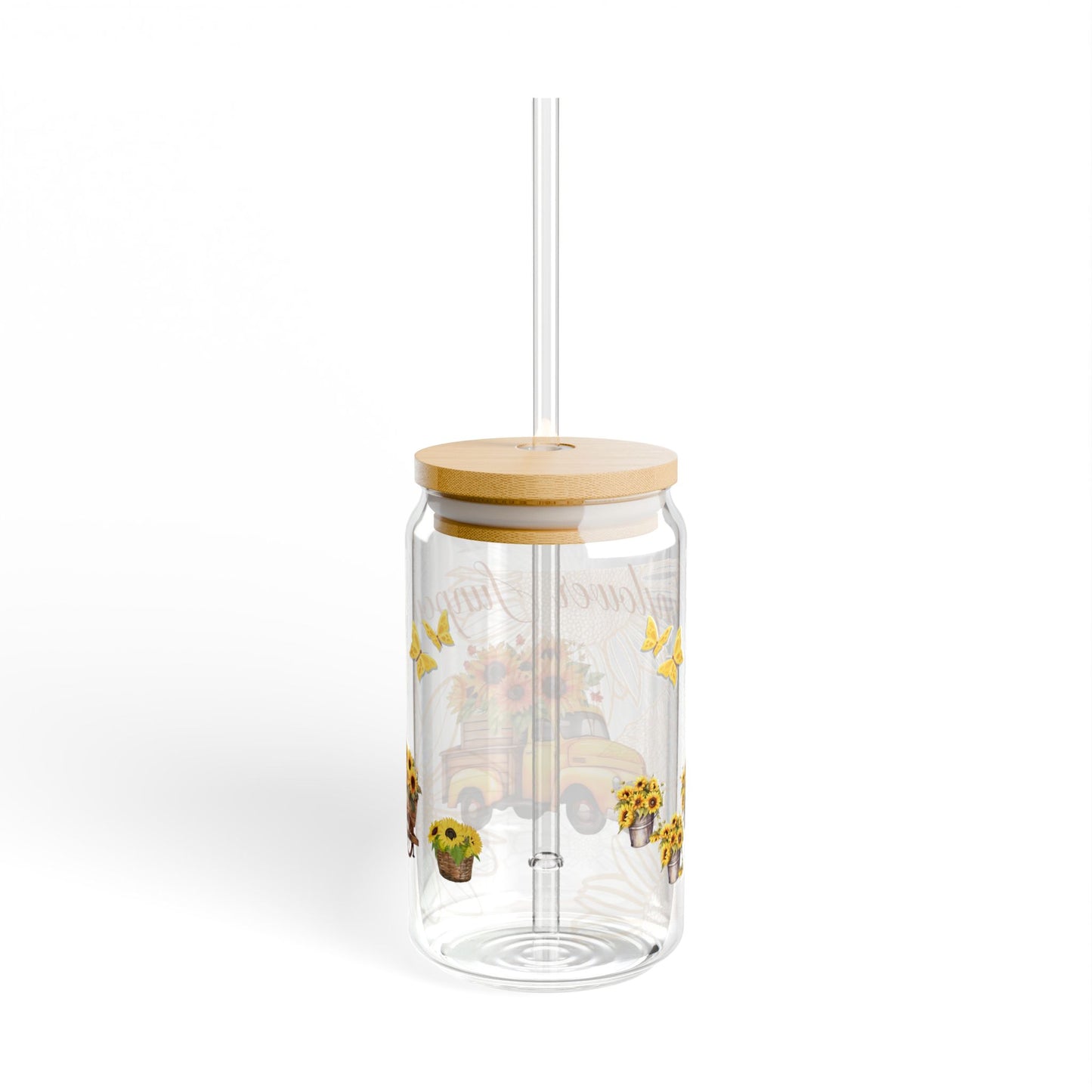Sunflower Sunpower Sipper Glass, 16oz