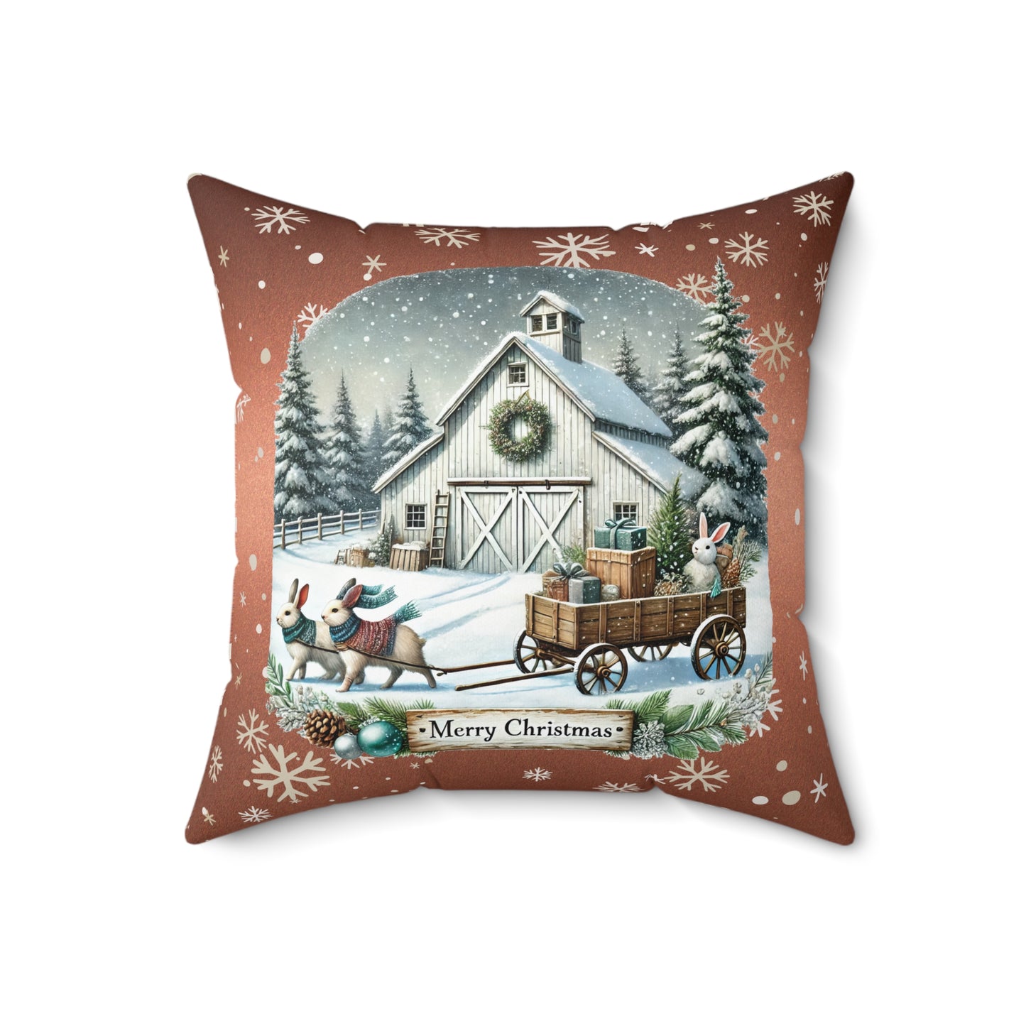 Merry Christmas 2 Spun Polyester Square Pillow