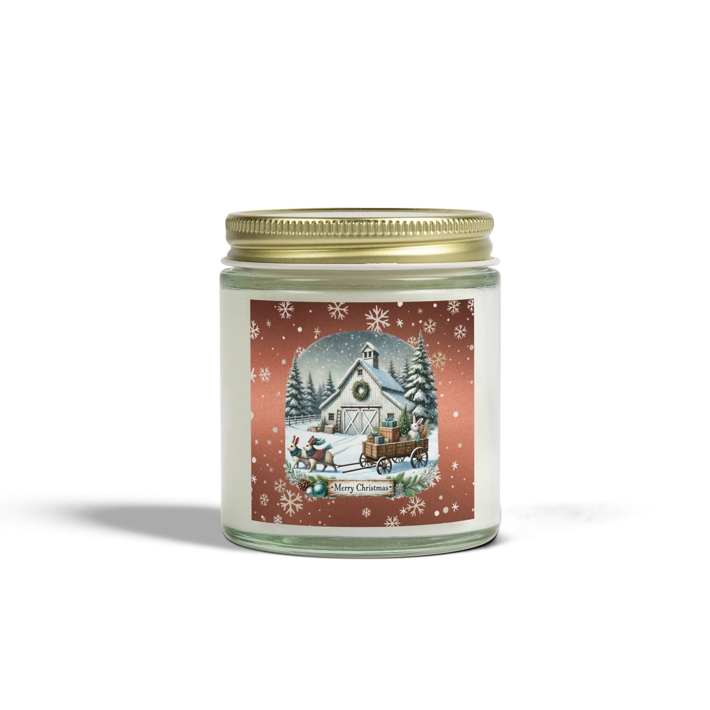 Merry Christmas 2 Scented Candles, Coconut Apricot Wax (4oz, 9oz)