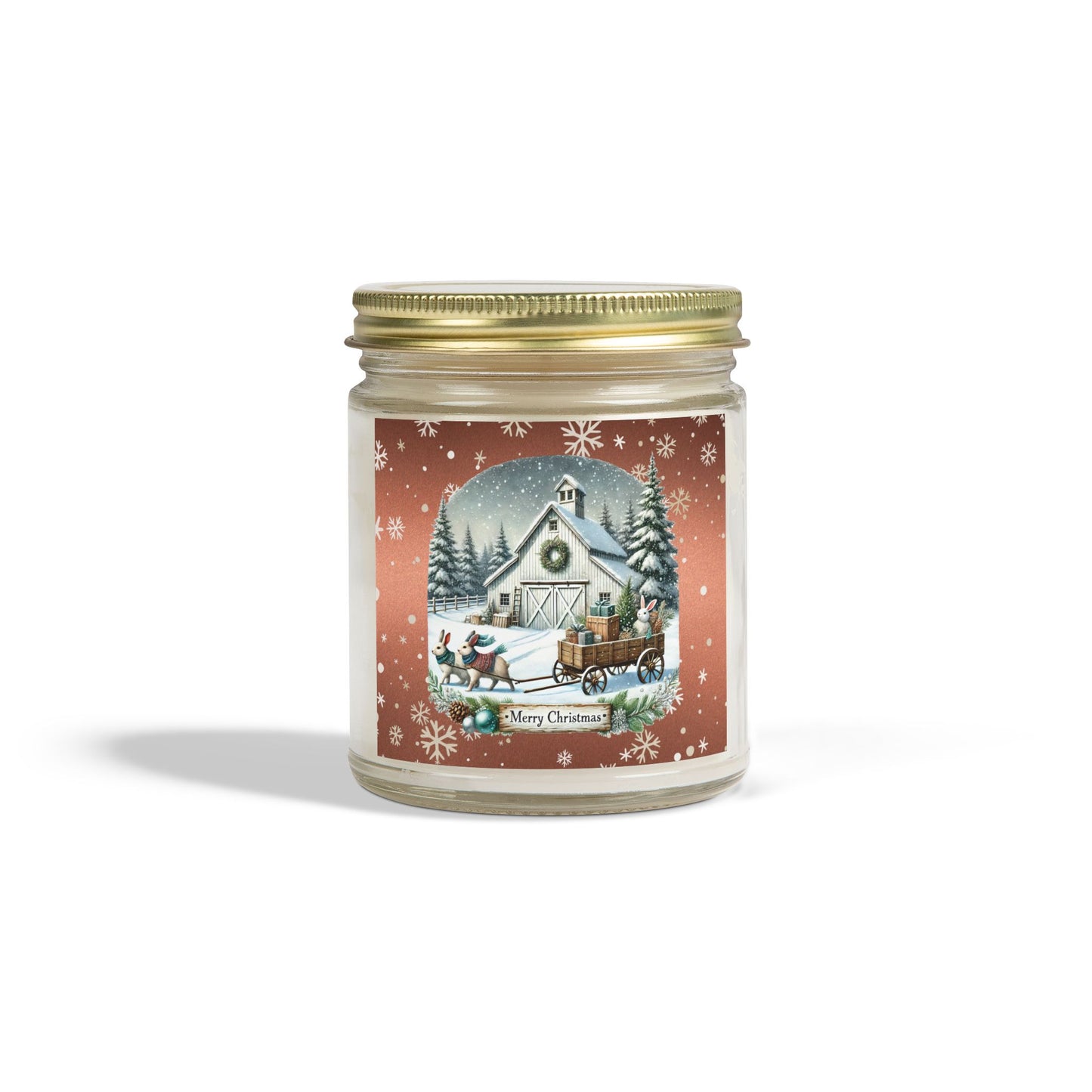 Merry Christmas 2 Scented Candles, Coconut Apricot Wax (4oz, 9oz)