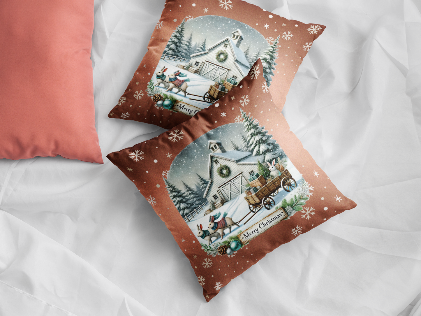 Merry Christmas 2 Spun Polyester Square Pillow