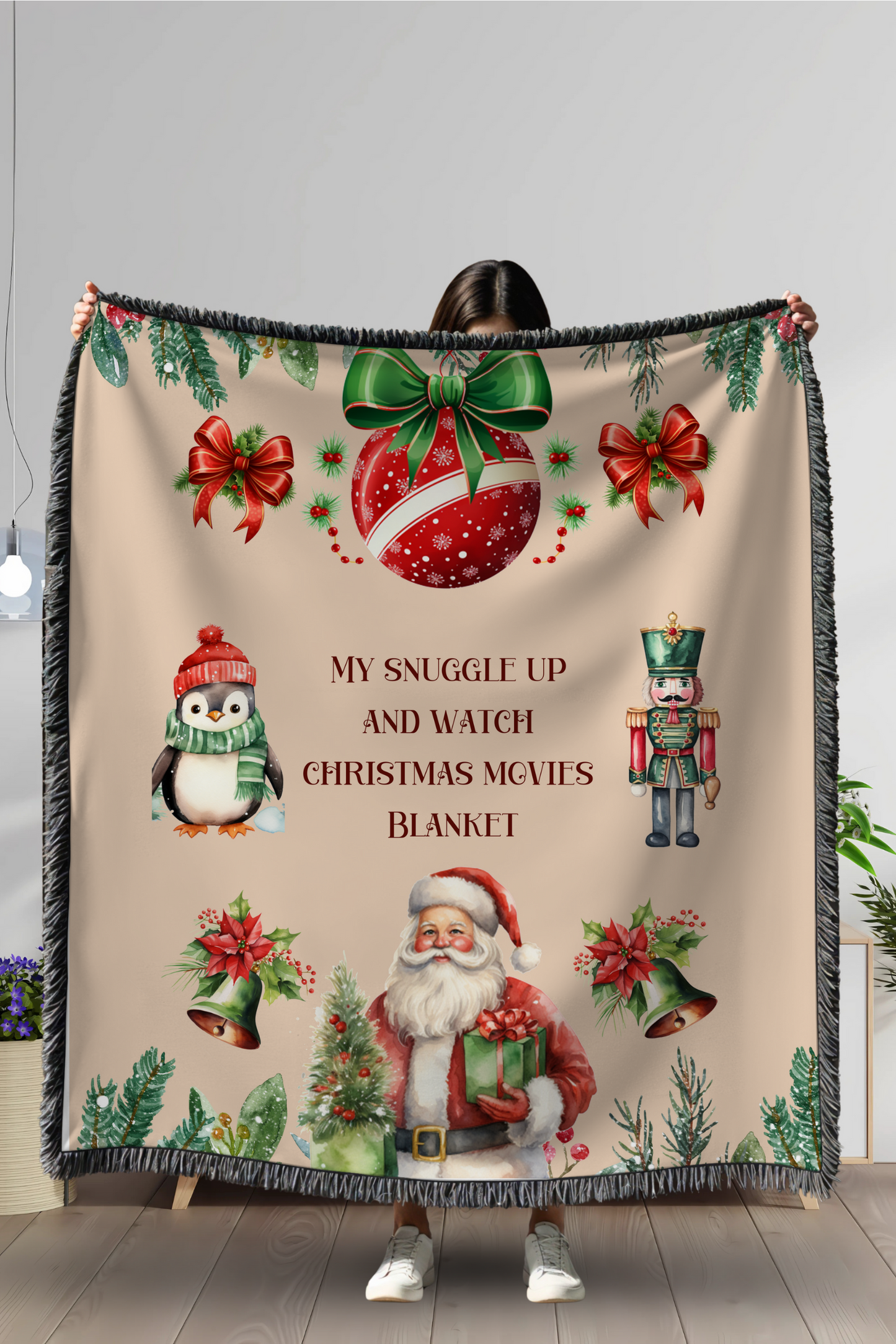 Christmas Movie Watching Woven Blanket