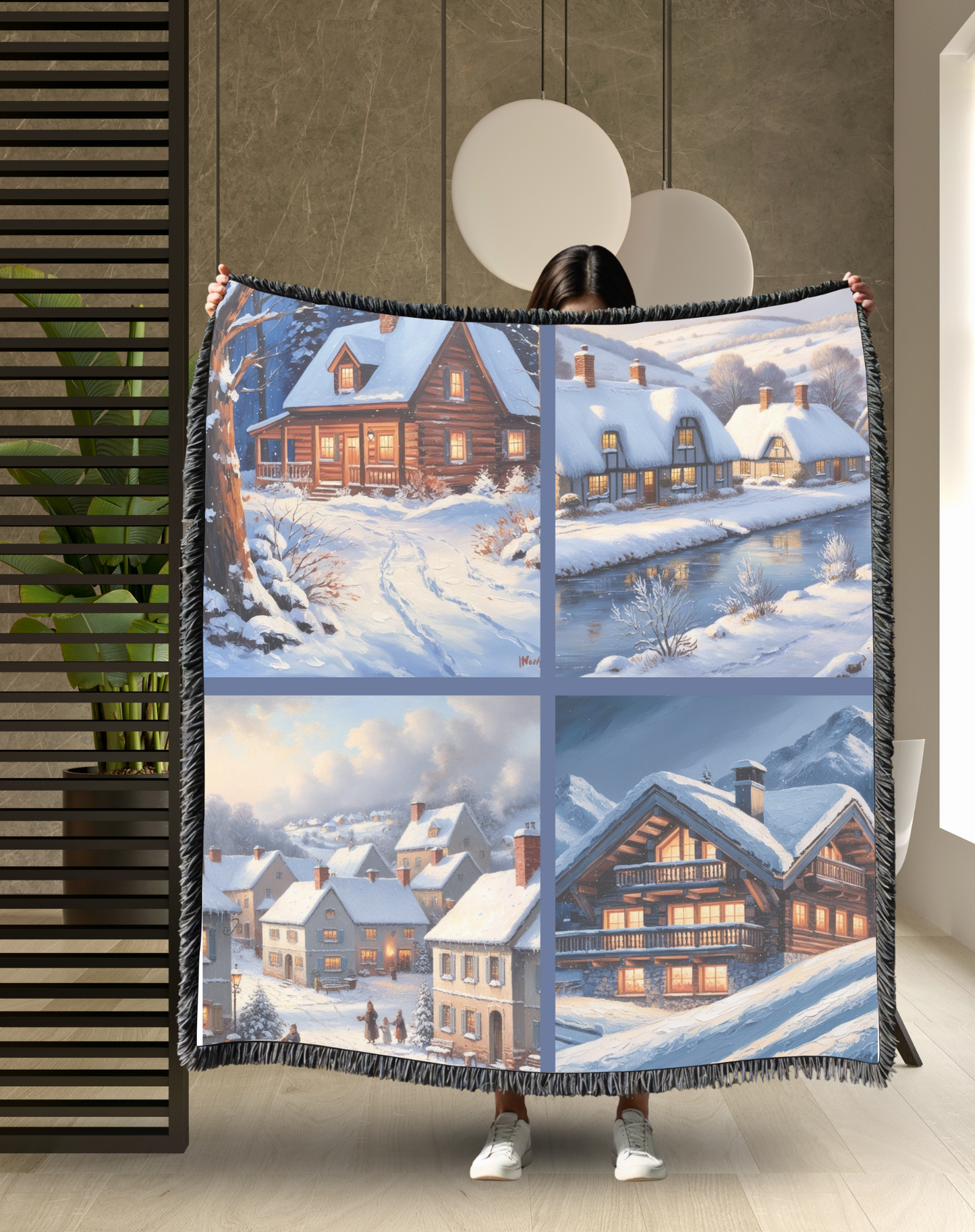 Scenes of Winter Woven Blanket