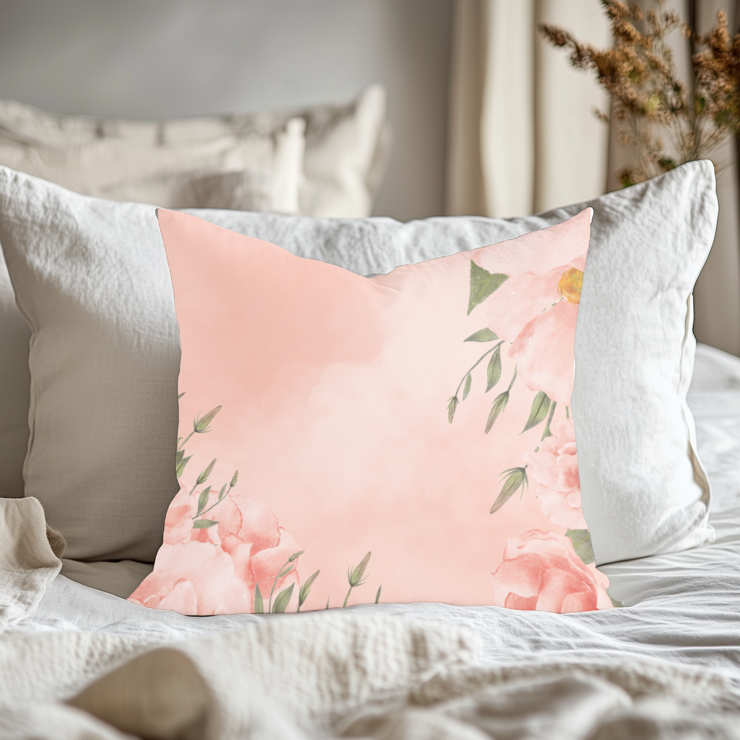 Peachy Keen Polyester Square Pillow