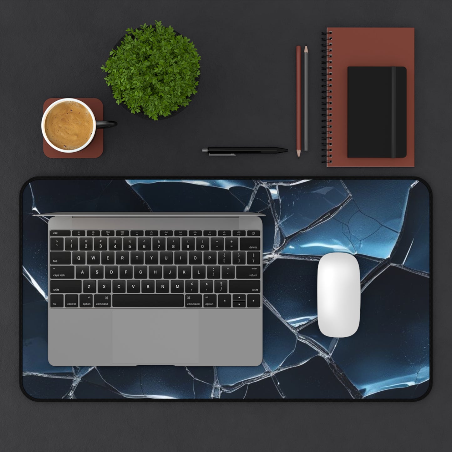 Crack'd (Dark Blue) Desk Mat