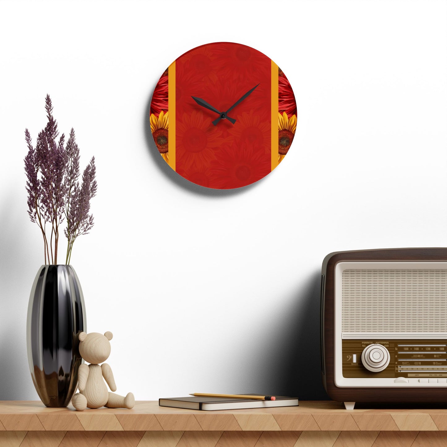 Crimson Gold Acrylic Wall Clock