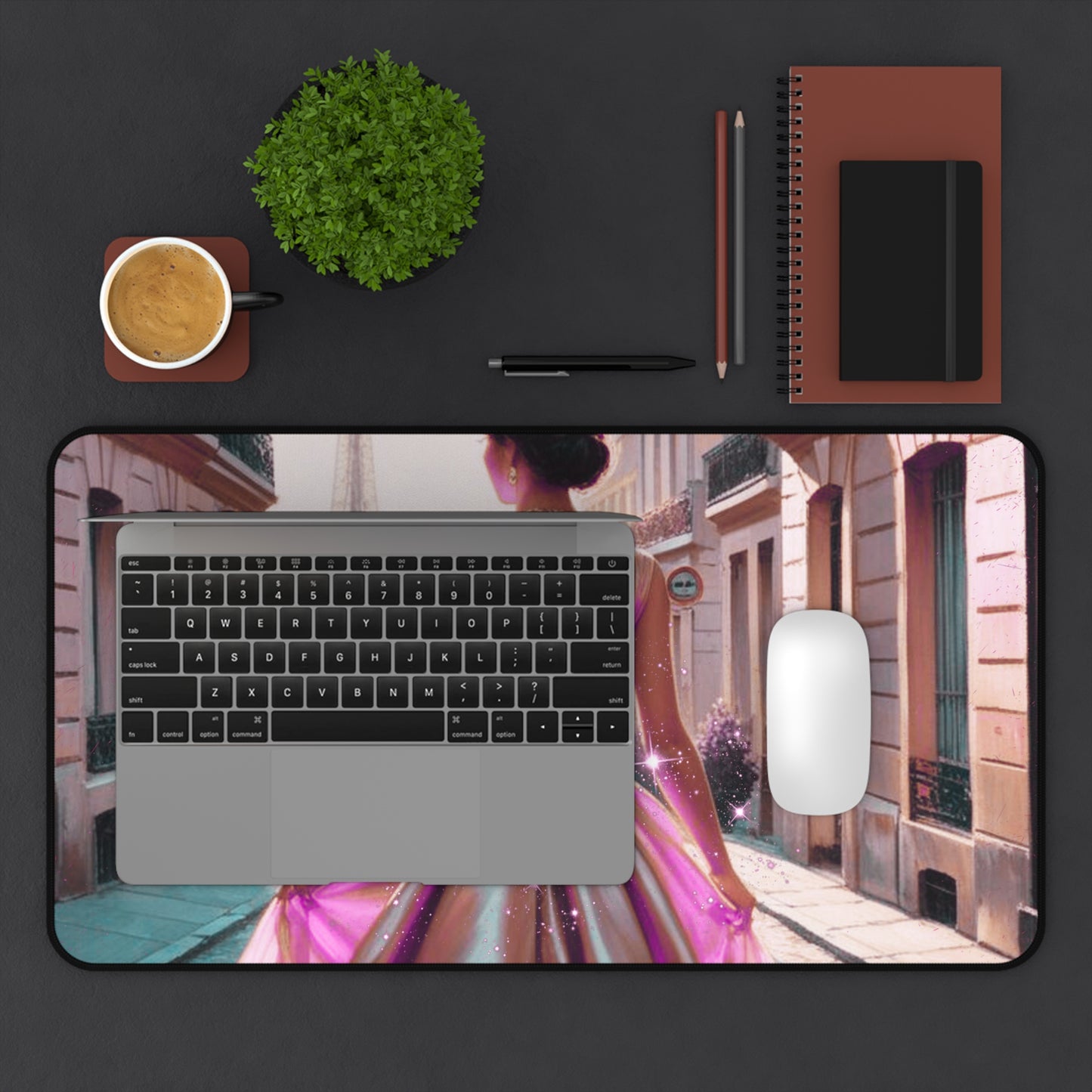 Parisian Stroll (Pink Gown) Desk Mat