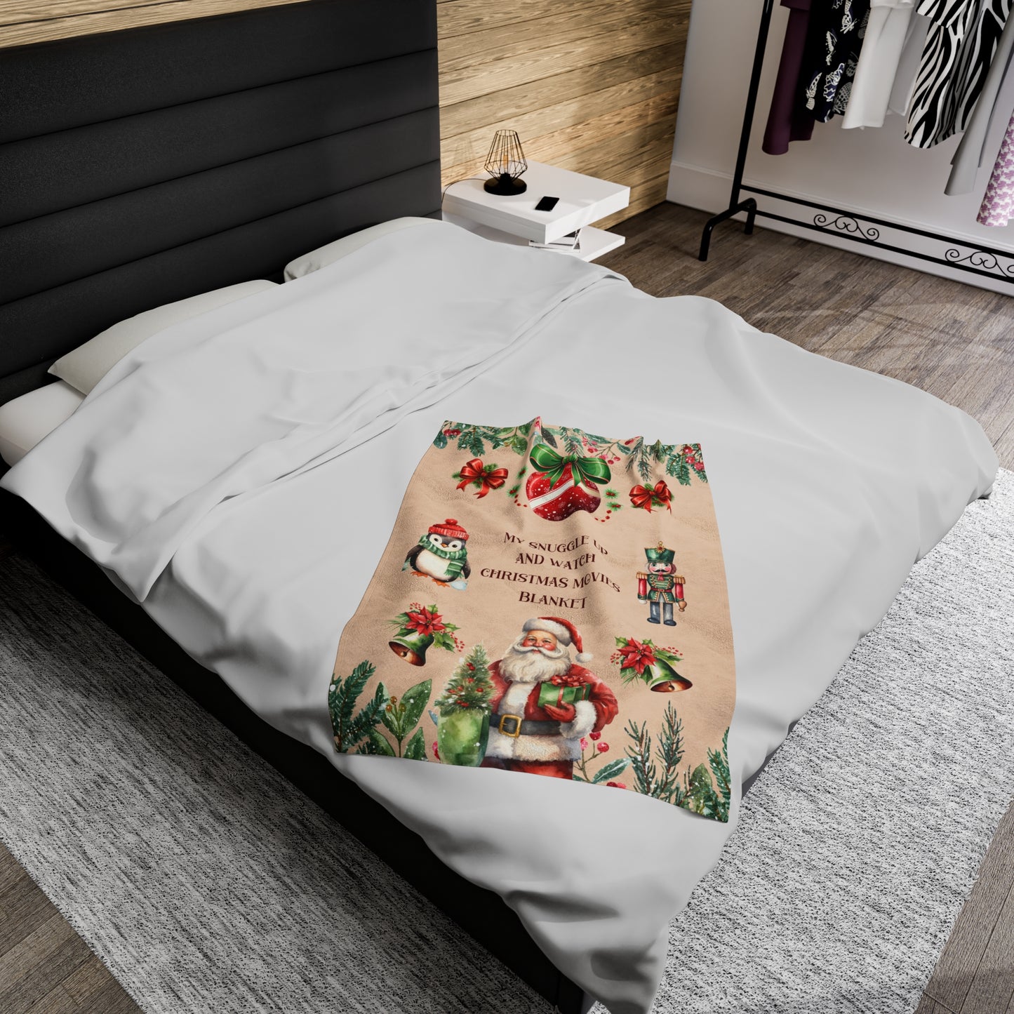 Christmas Movie Watching Velveteen Plush Blanket