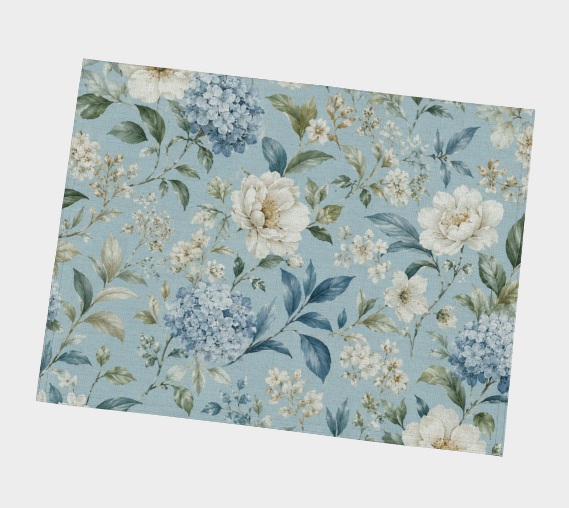 Blue Vintage Hydrangea & Peony Placemats