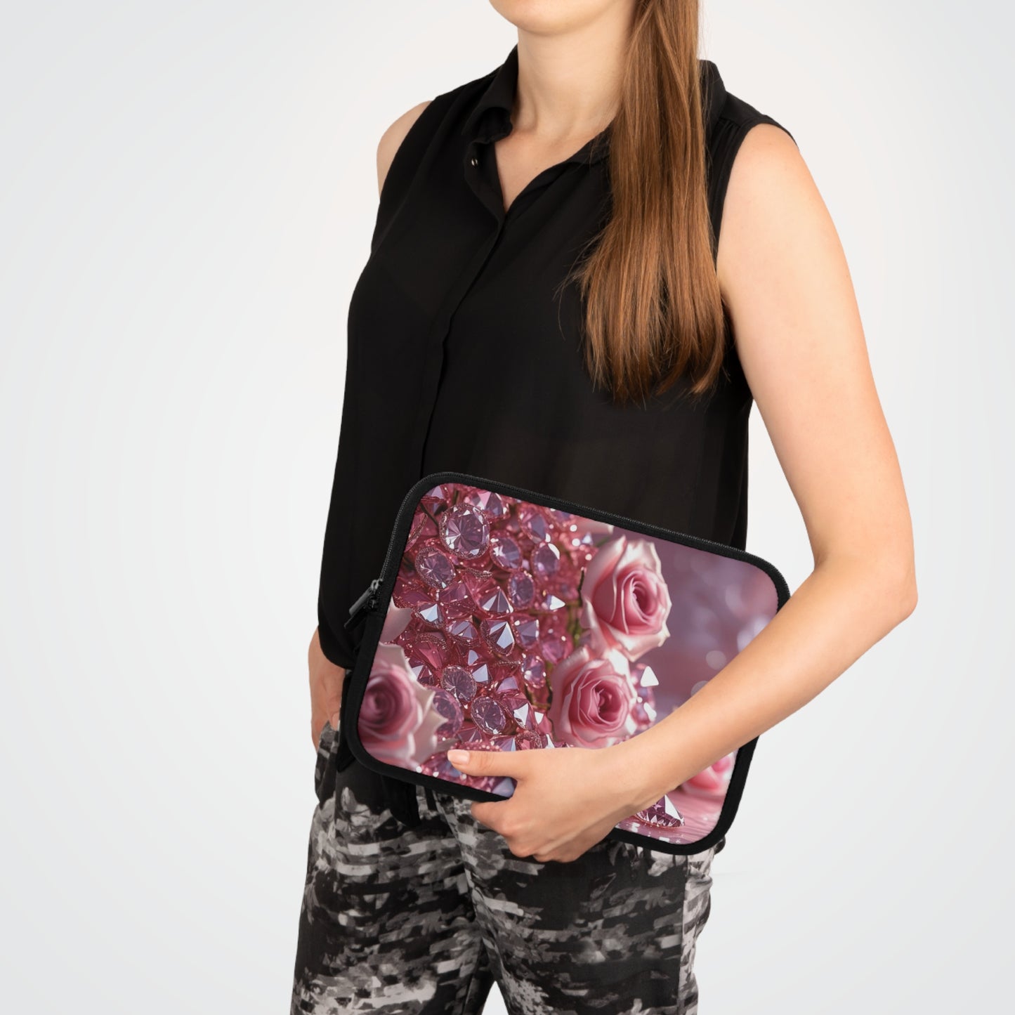 Pink Diamonds & Petals Laptop Sleeve