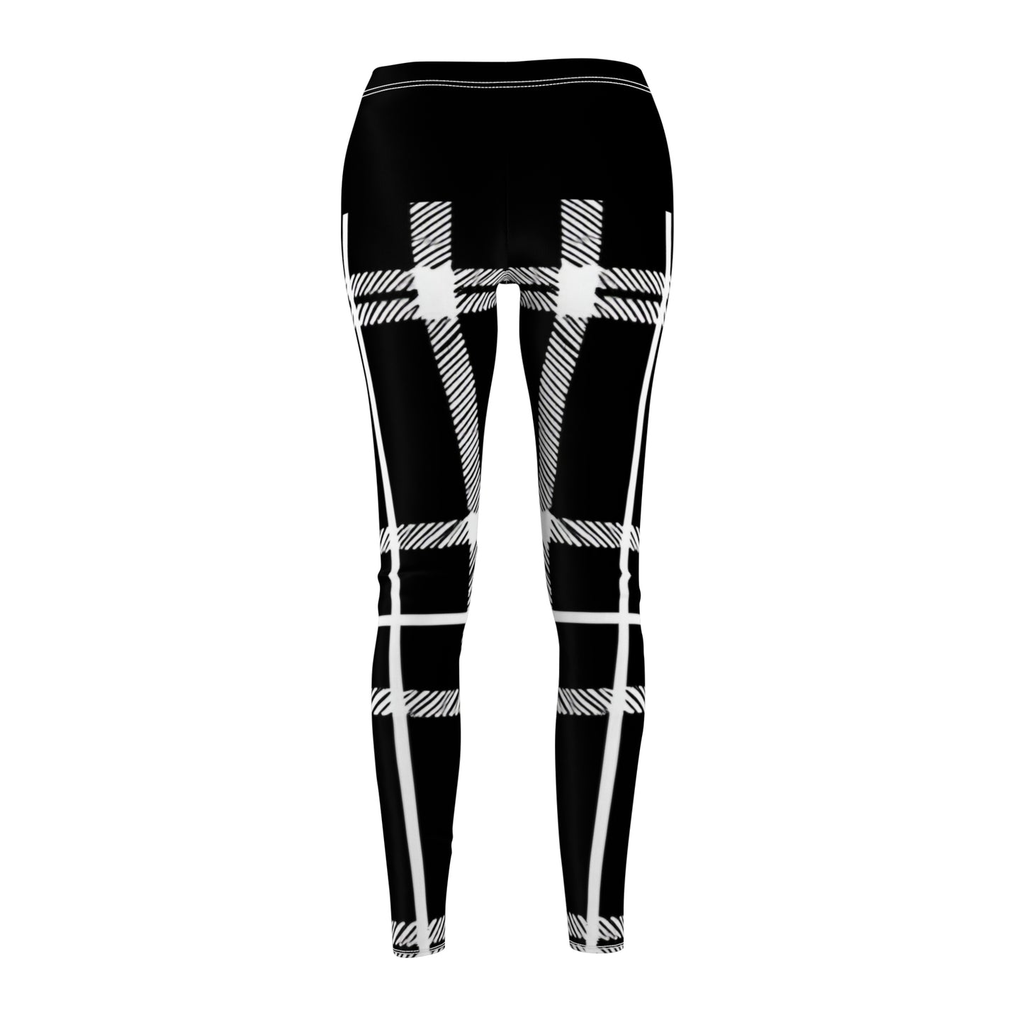 Black/White Women's Cut & Sew Casual Leggings (AOP)