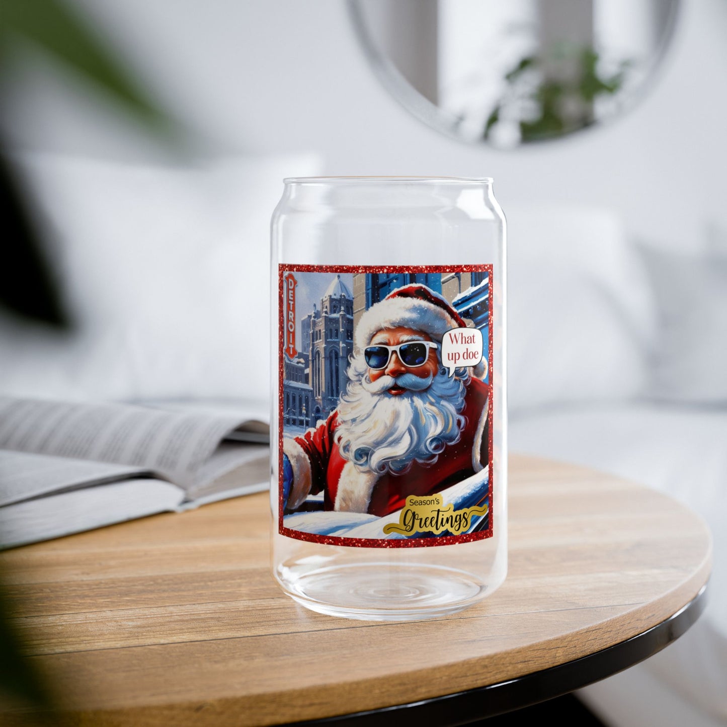 Motor City Santa Sipper Glass, 16oz