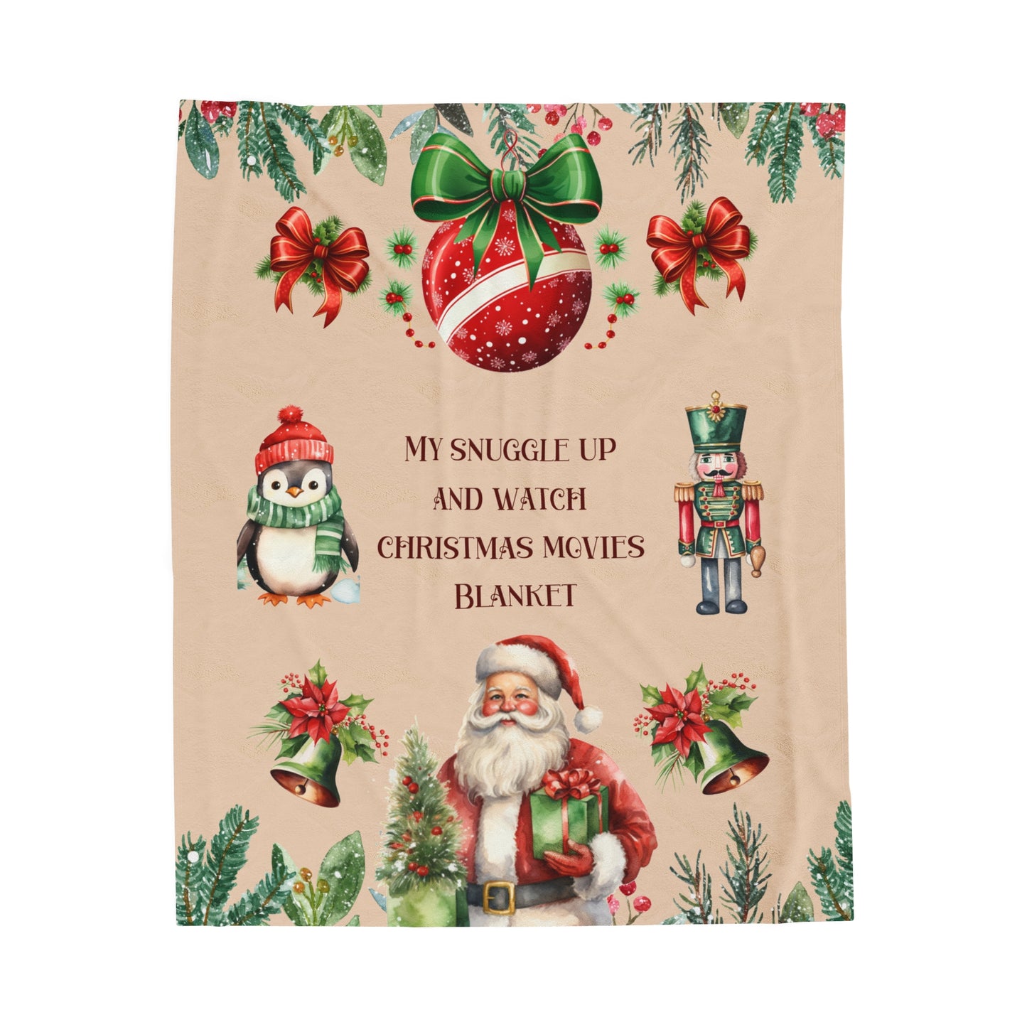 Christmas Movie Watching Velveteen Plush Blanket