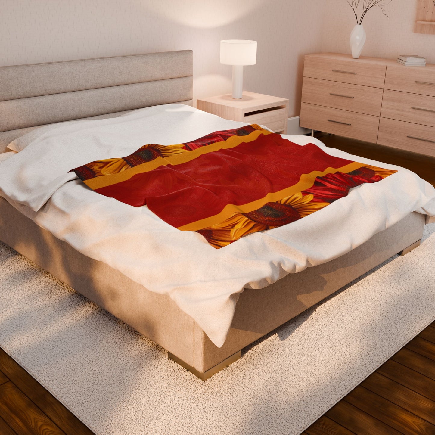 Crimson Gold Velveteen Plush Blanket