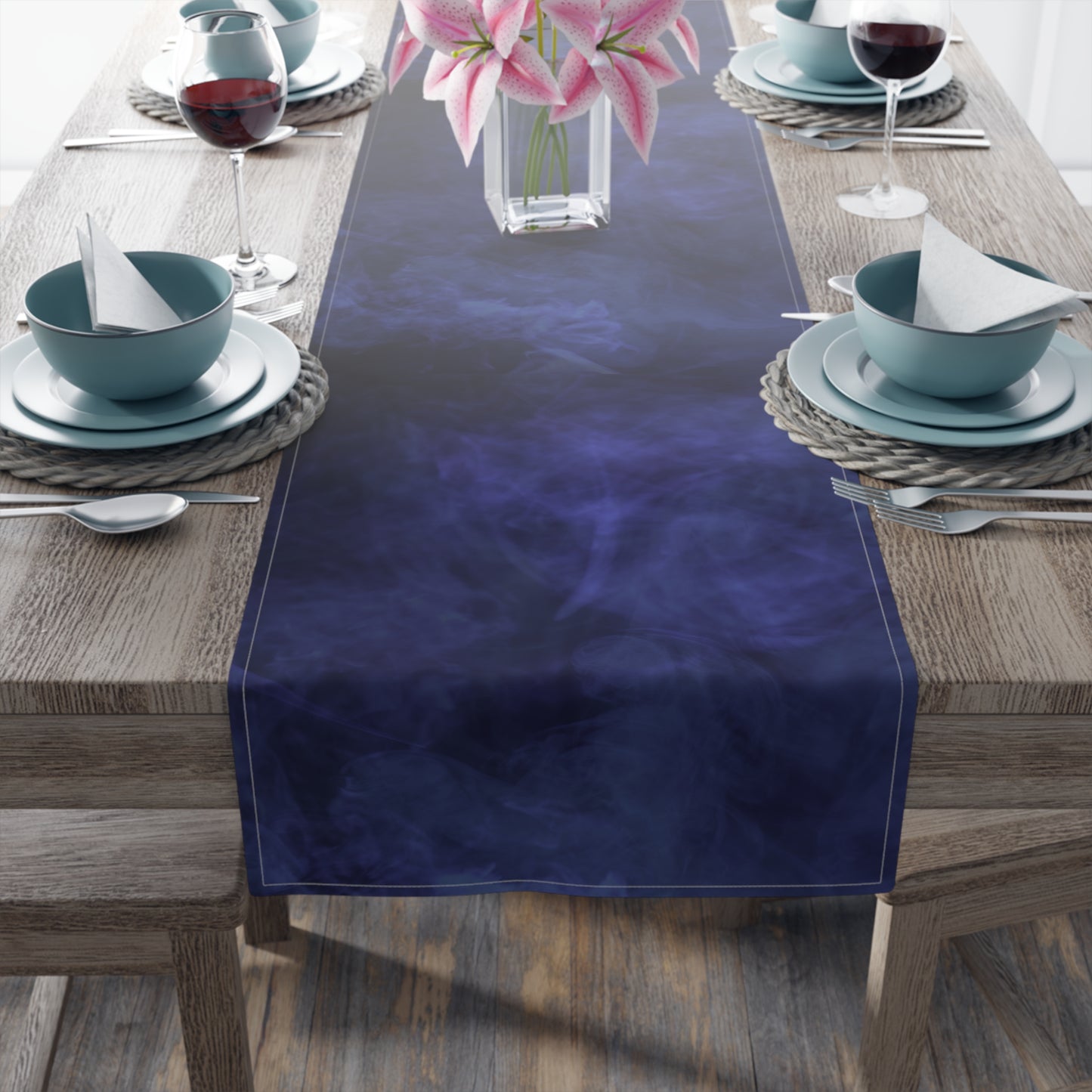 A Kind of Smoky Blue Table Runner (Cotton, Poly)