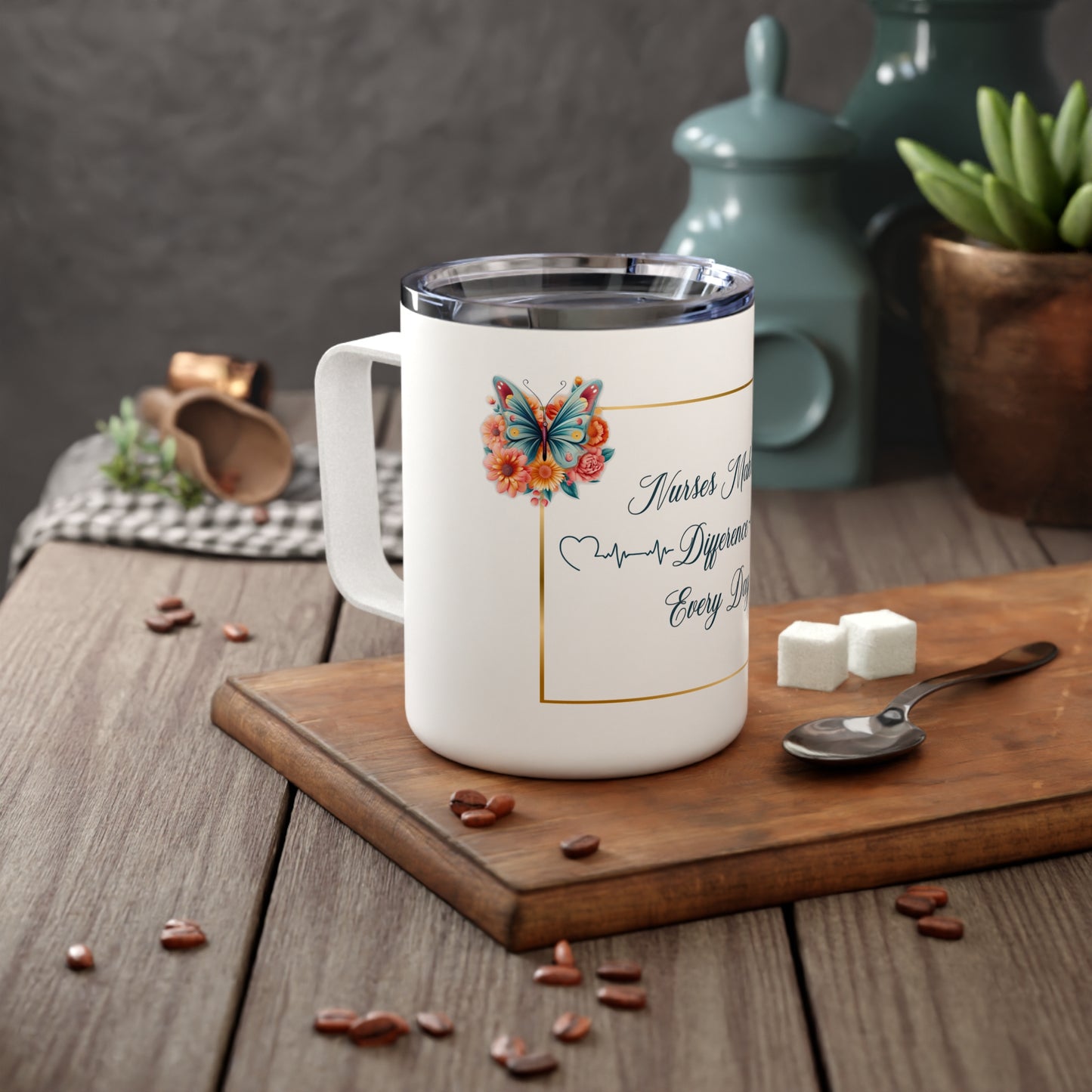 Nurses Make a Difference 2 Insulated Coffee Mug, 10oz