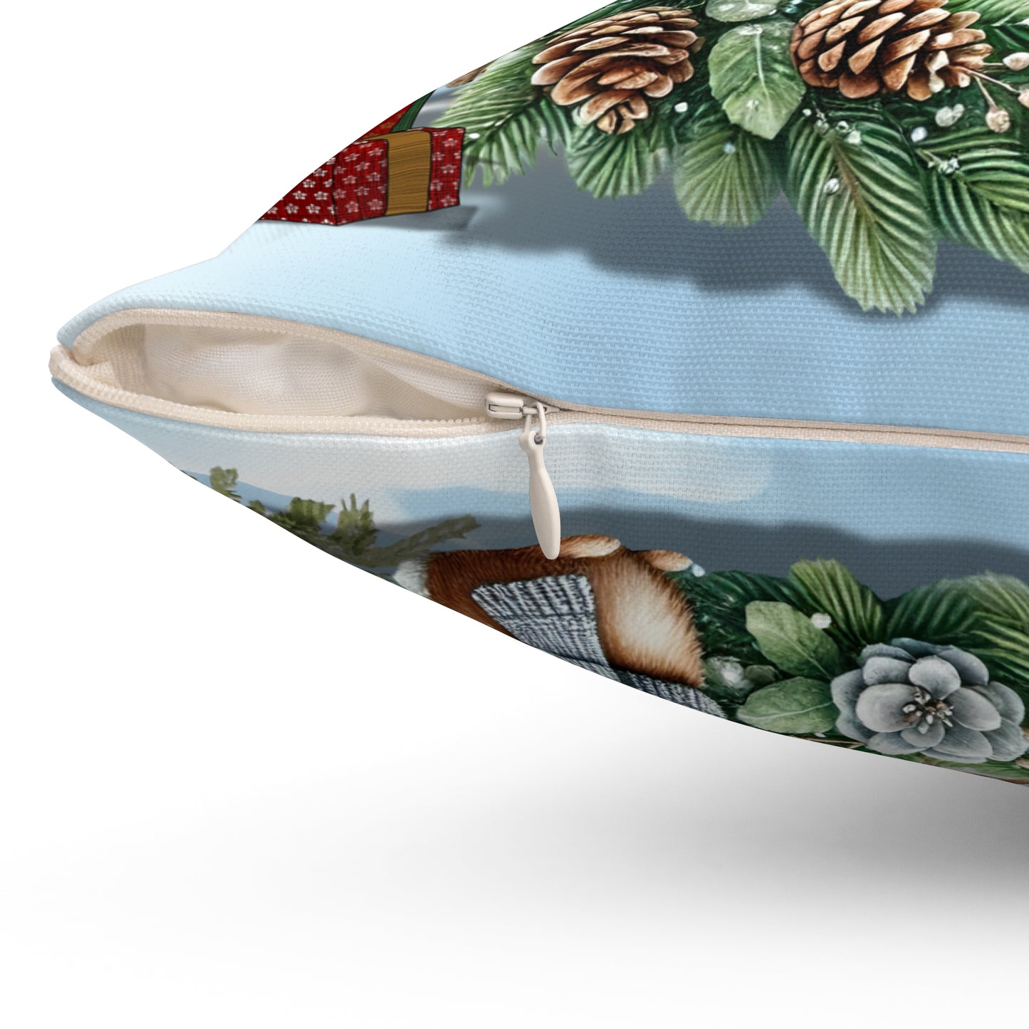 Merry Christmas Spun Polyester Square Pillow