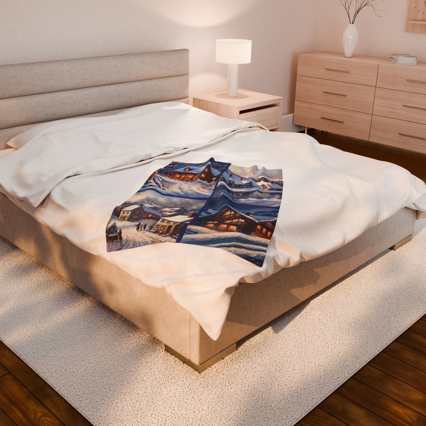 Scenes of Winter Velveteen Plush Blanket