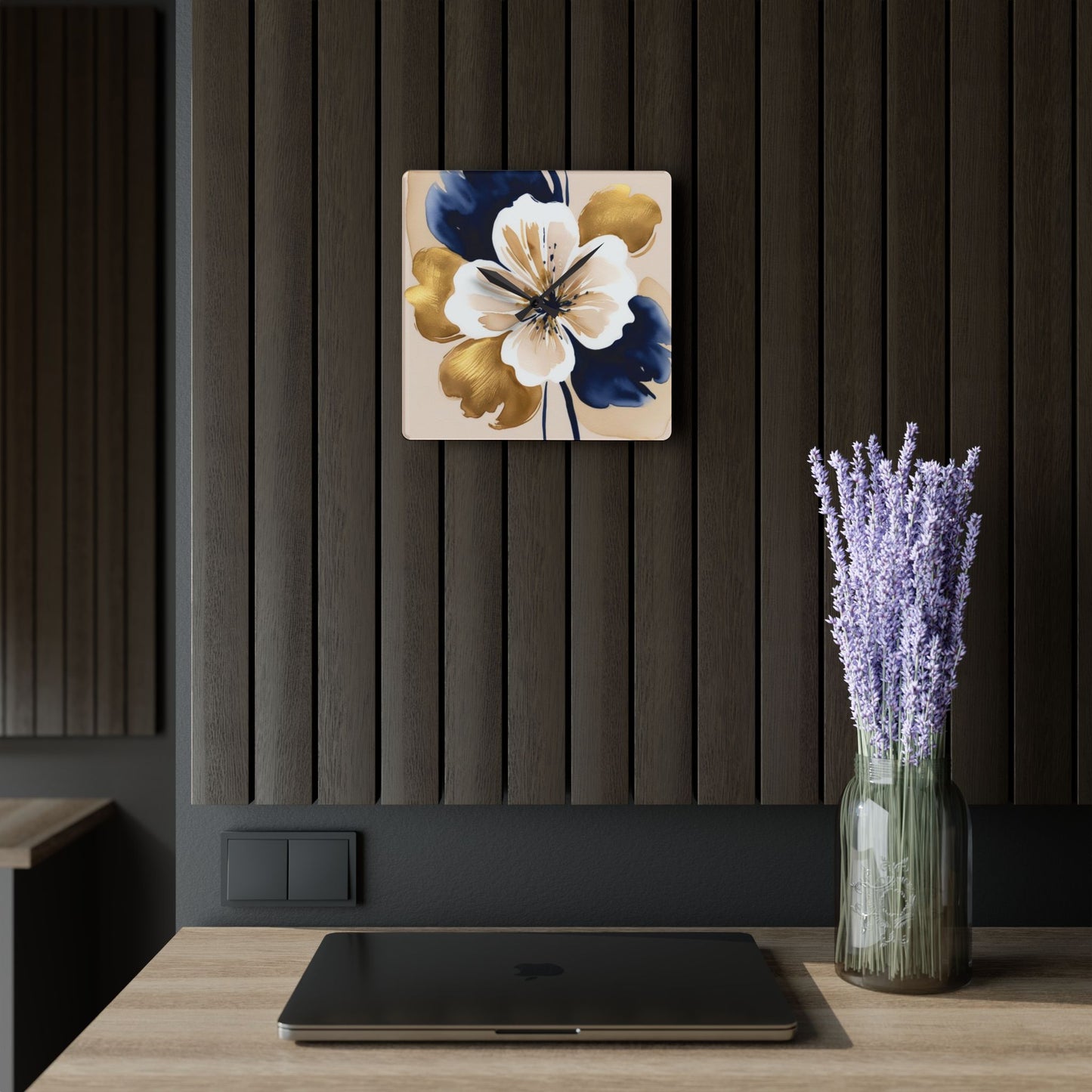 Abstract Floral Acrylic Wall Clock