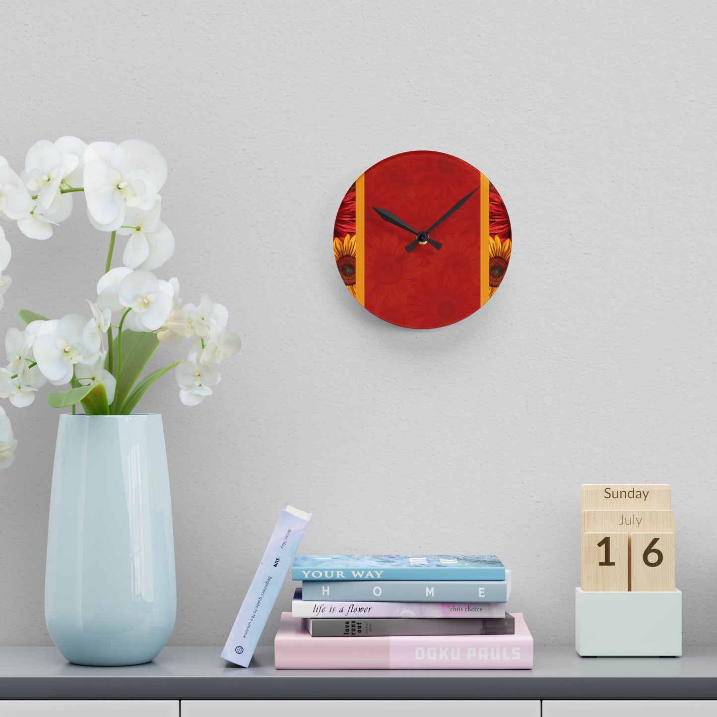 Crimson Gold Acrylic Wall Clock