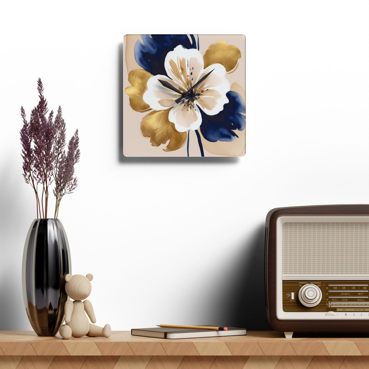 Abstract Floral Acrylic Wall Clock