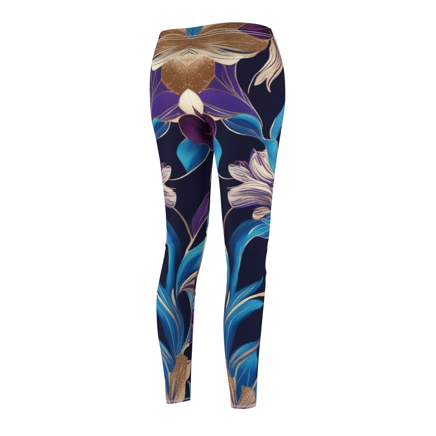 Purple/Blue Boho Floral Women's Cut & Sew Casual Leggings (AOP)