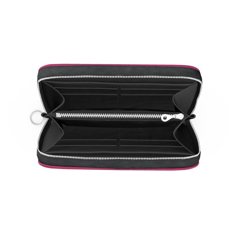 Fuchsia Leather Zip Wallet