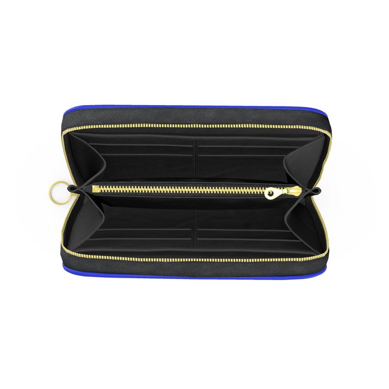 Cobalt Blue Leather Zip Wallet