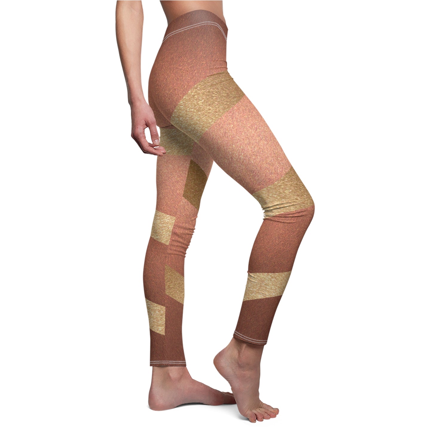 Bronze/Gold Women's Cut & Sew Casual Leggings (AOP)