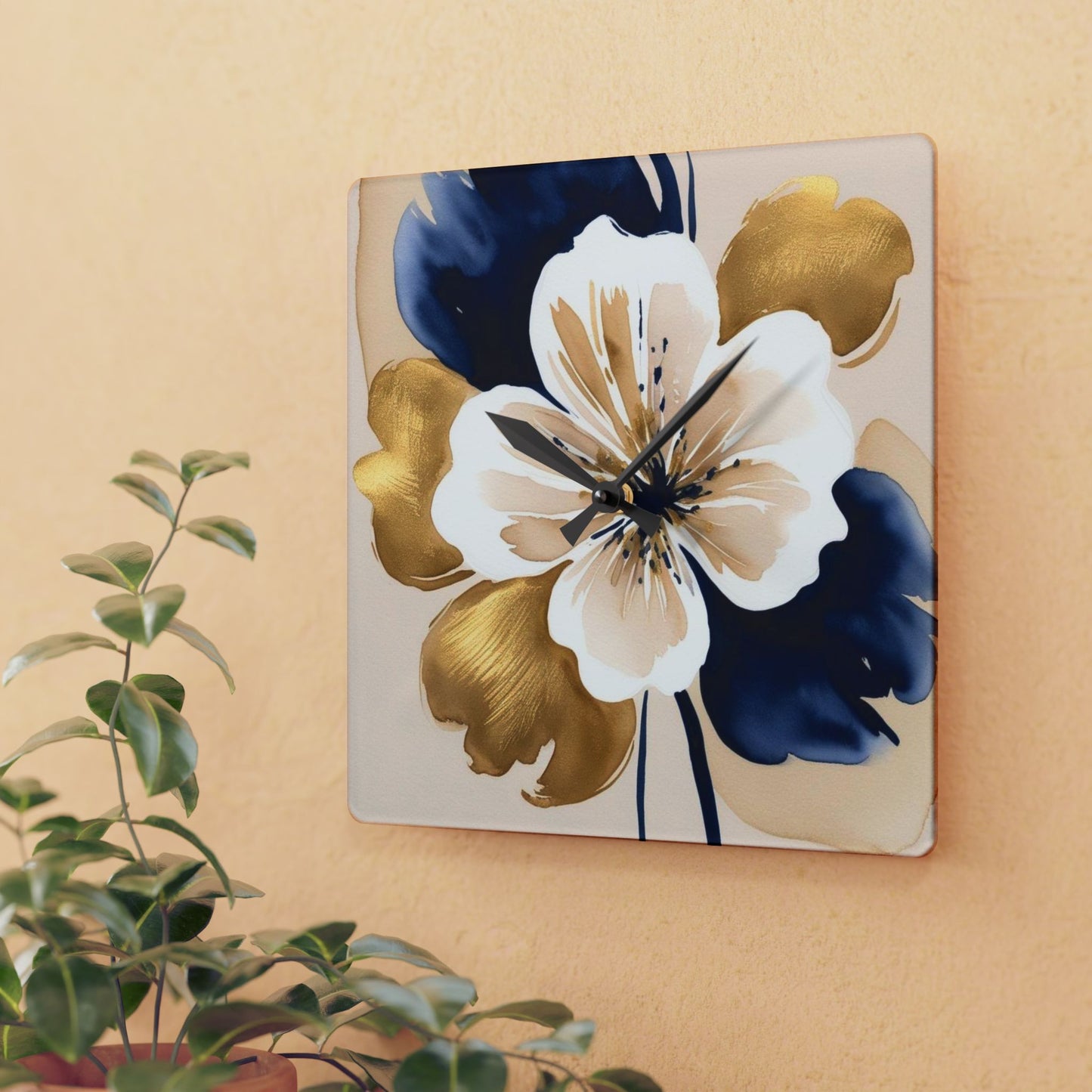 Abstract Floral Acrylic Wall Clock