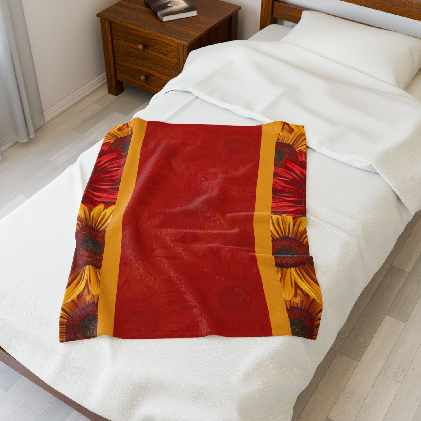 Crimson Gold Velveteen Plush Blanket