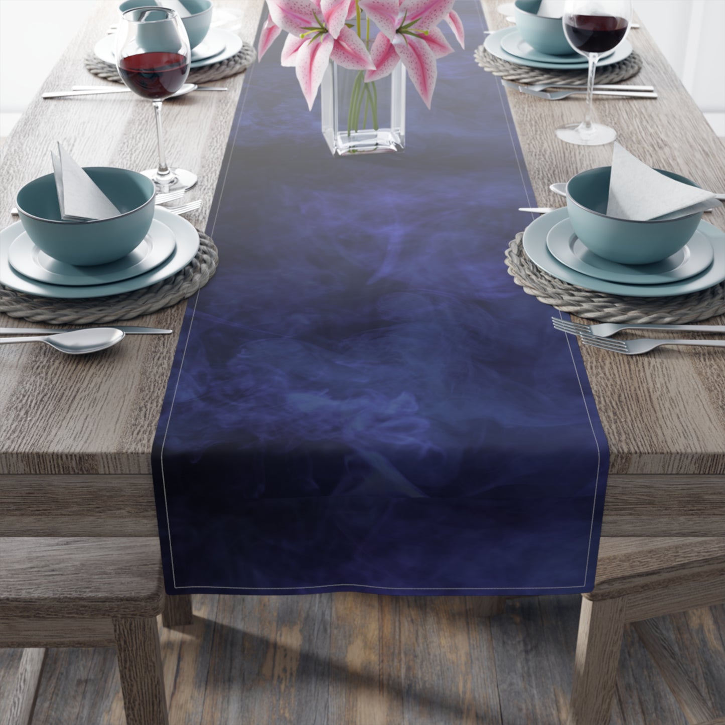 A Kind of Smoky Blue Table Runner (Cotton, Poly)