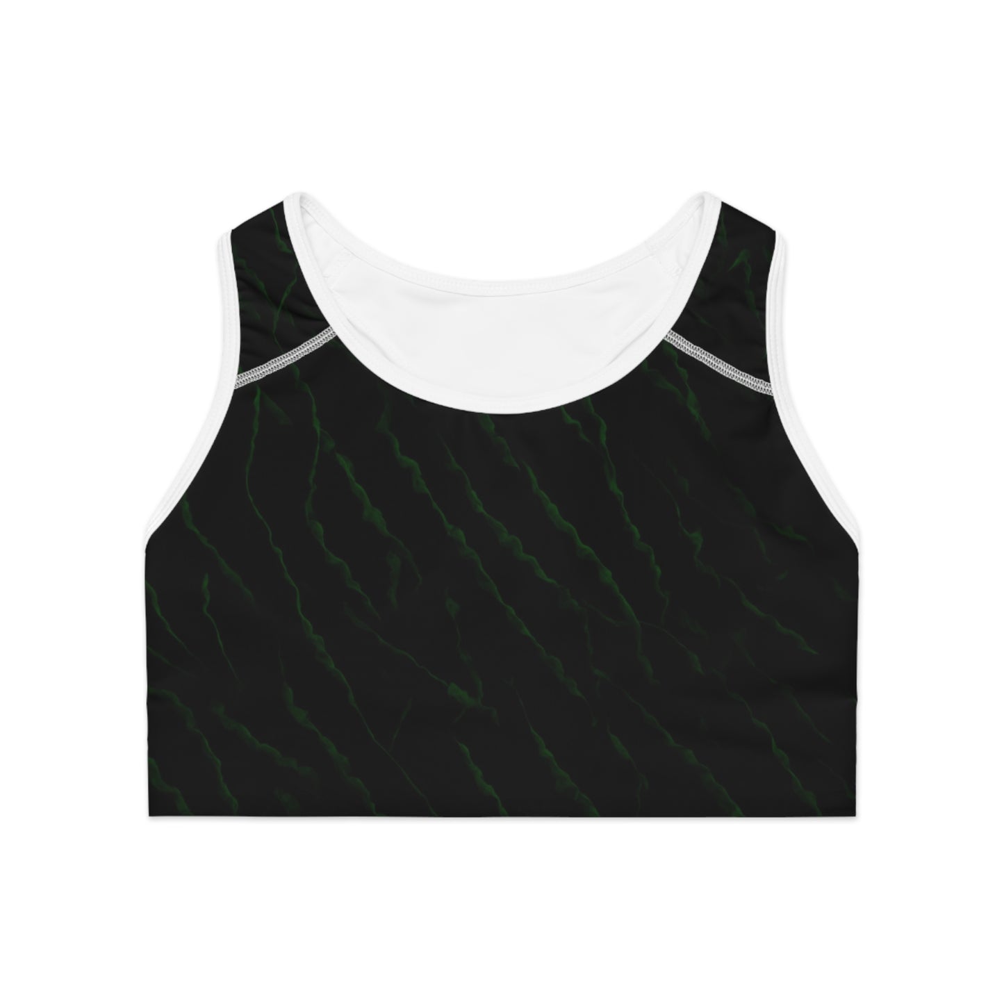 Black/Green Sports Bra (AOP)