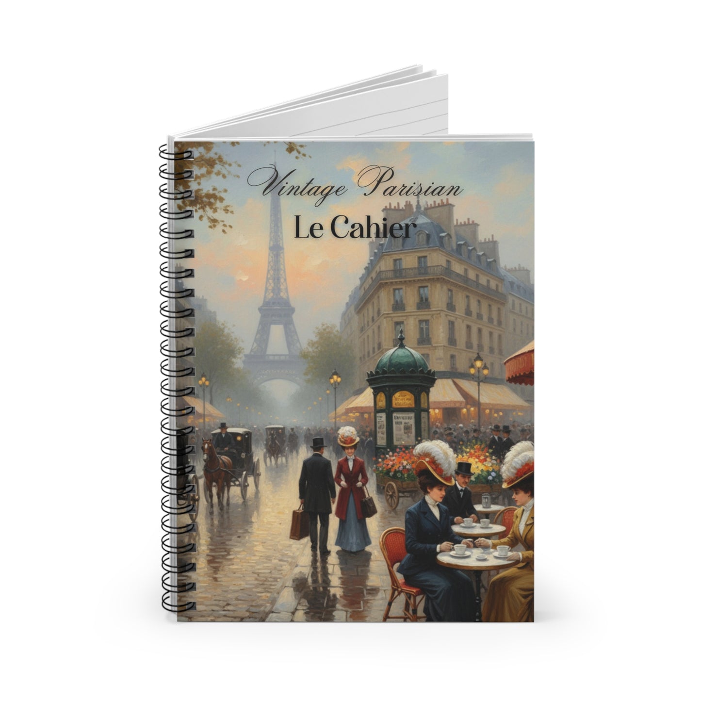 Vintage Parisian Spiral Notebook - Ruled Line