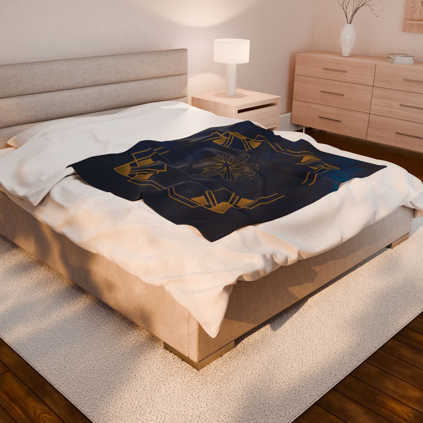 Midnight Luxe (Cobalt Blue) Velveteen Plush Blanket