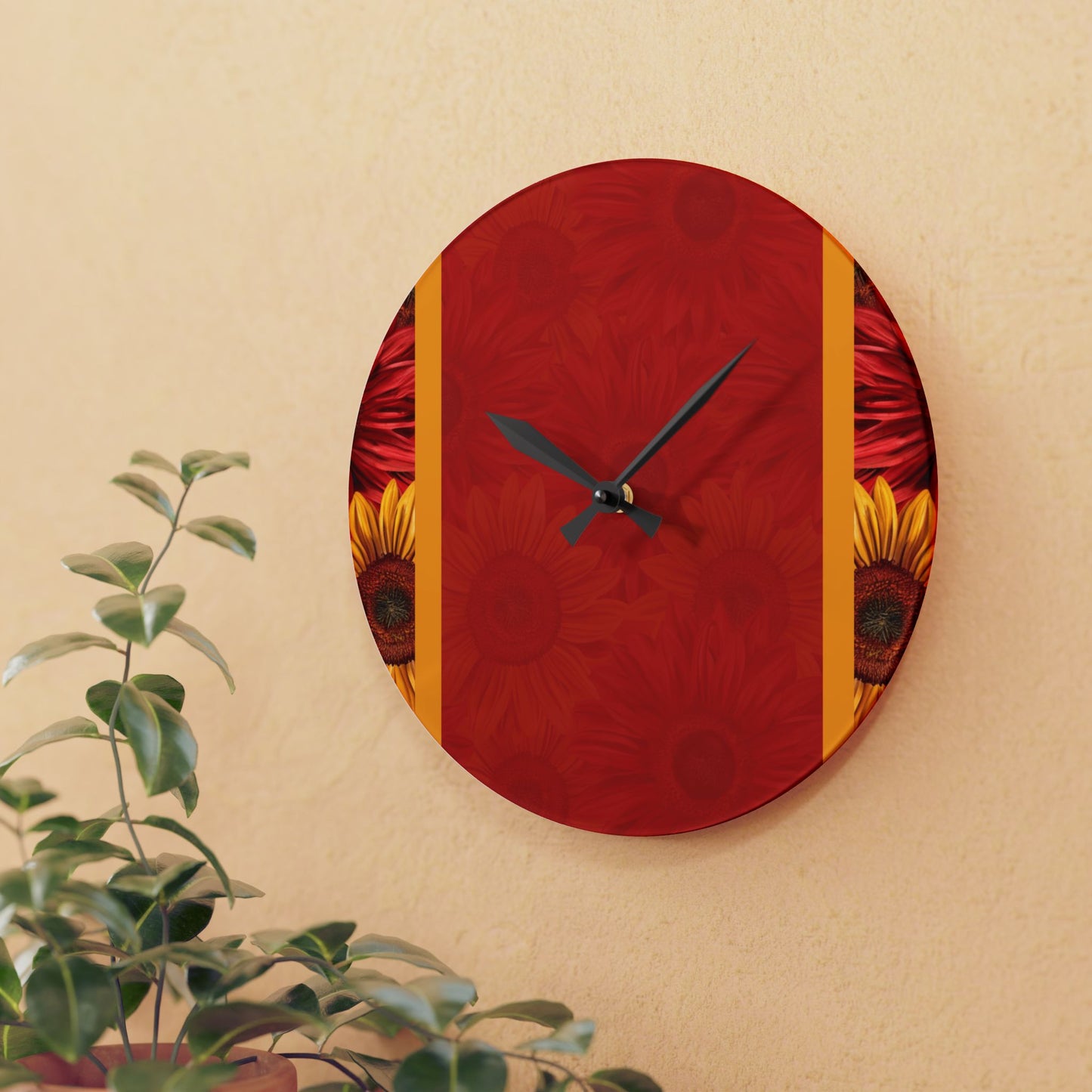 Crimson Gold Acrylic Wall Clock