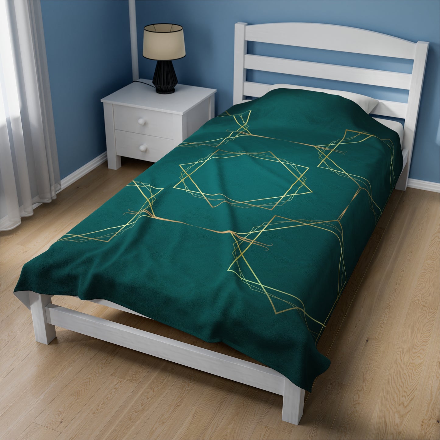 Gilded Elegance (Dark Teal) Velveteen Plush Blanket