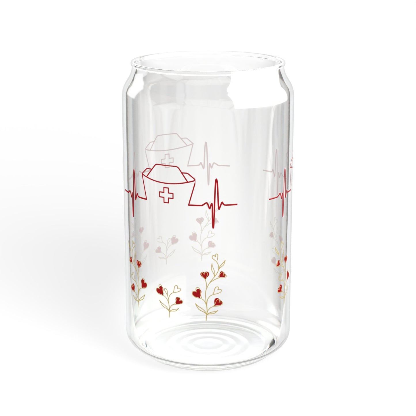 Nurse Heartbeat Sipper Glass, 16oz