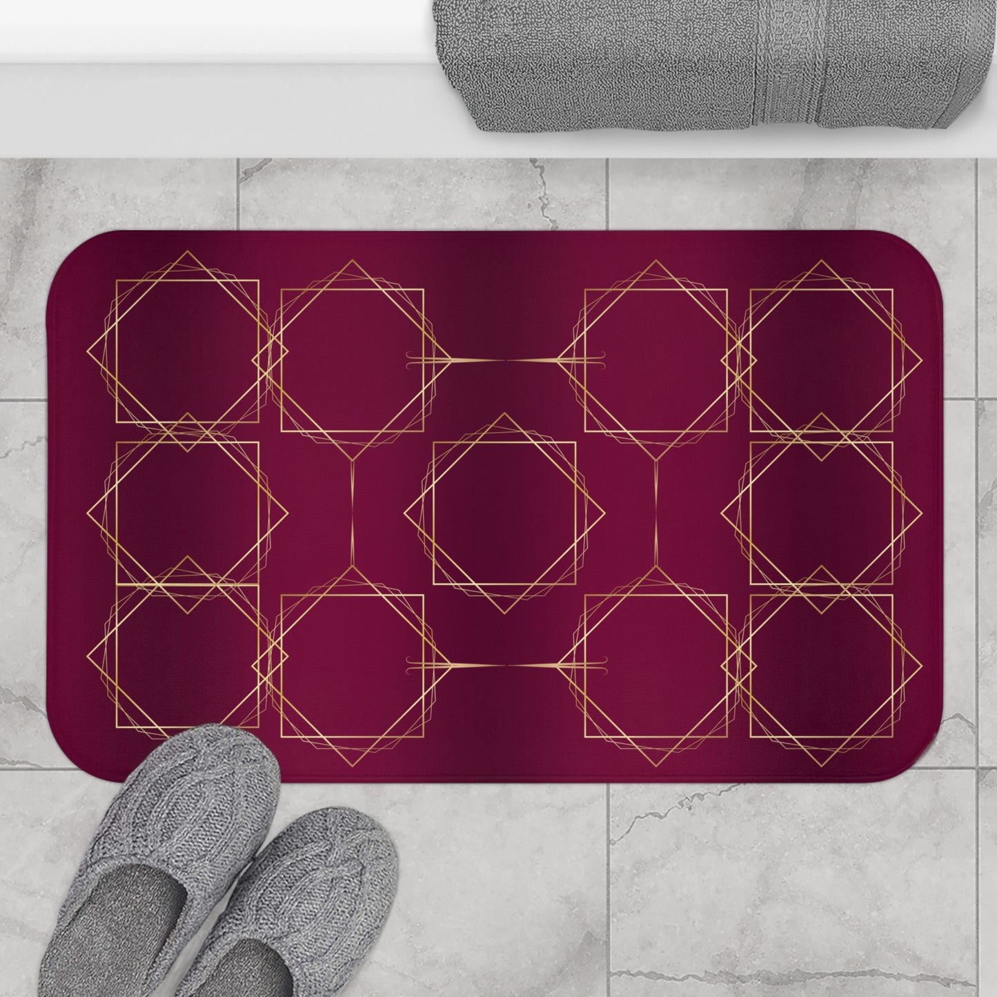 Gilded Elegance (Burgundy) Bath Mat