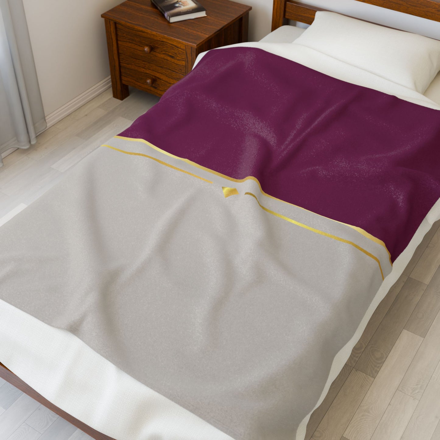 Fuchsia and Taupe Haven Velveteen Plush Blanket